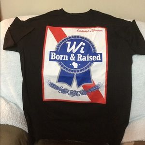 EUC Men’s “WI Born & Raised” Black SS T-Shirt. Med